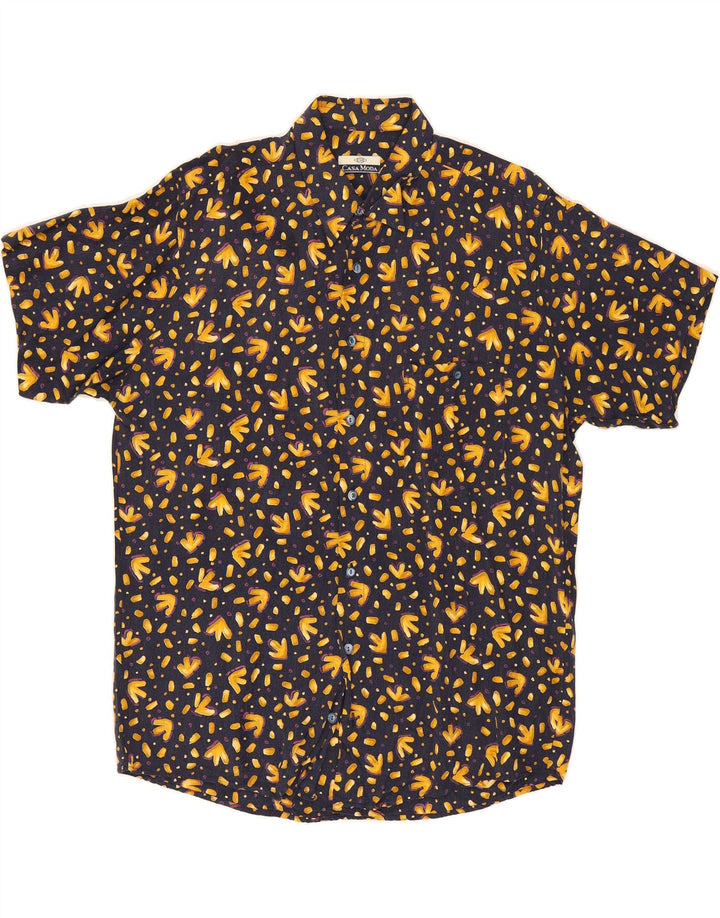 CASA MODA Mens Abstract Pattern Short Sleeve Shirt XL Navy Blue Vintage Casa Moda and Second-Hand Casa Moda from Messina Hembry 