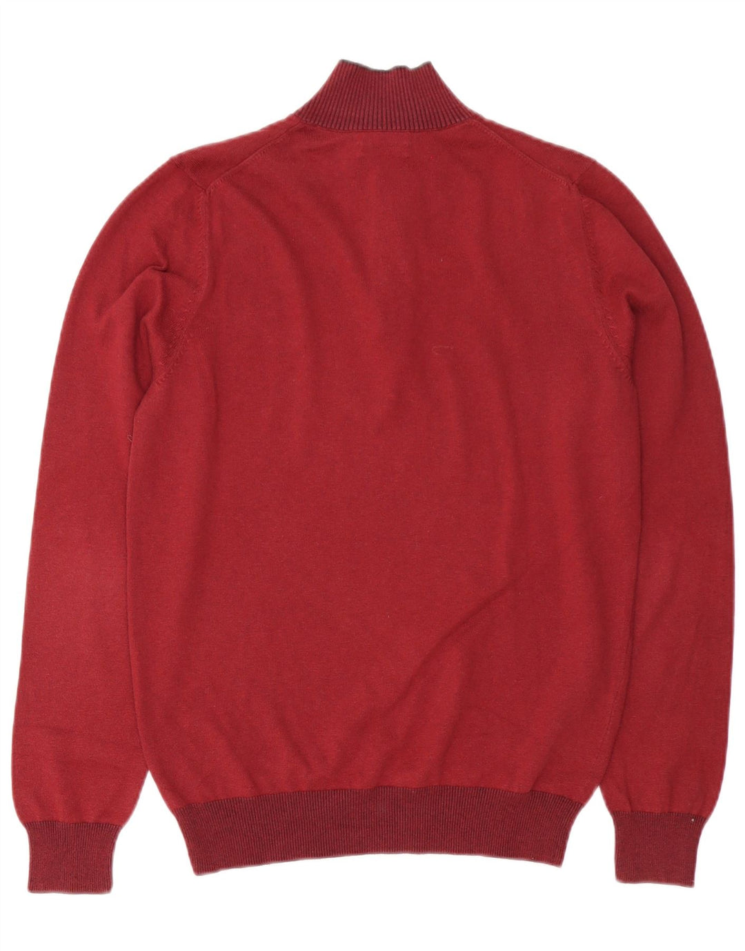MASSIMO DUTTI Herre Button Neck Sweater Small Bourgogne Bomuld