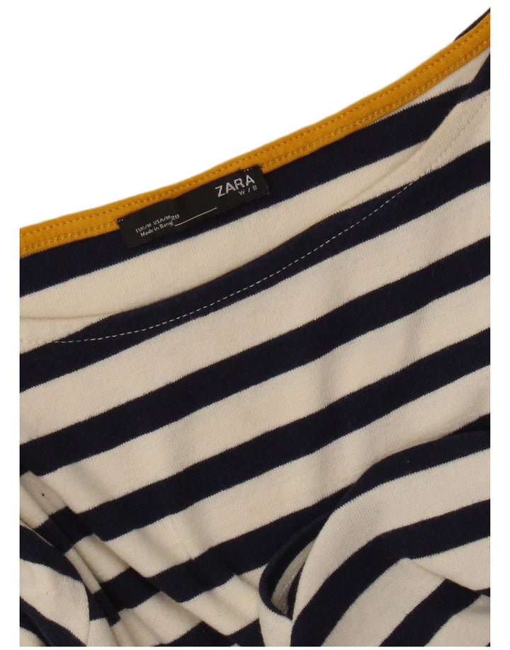 Zara Dame Top 3/4 ærme UK 12 Medium Sort Stribet