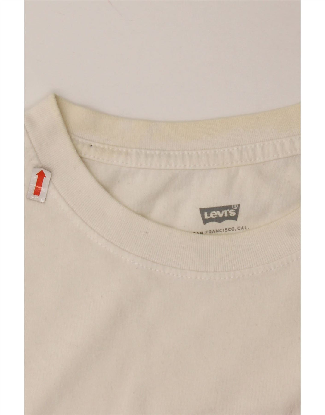 LEVI'S Dame Crop Grafisk T-Shirt Top UK 10 Small White Colourblock