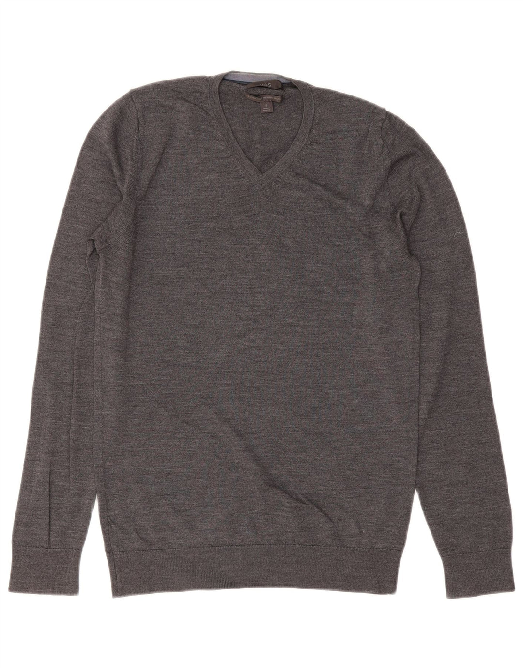 MARKS & SPENCER Herre V-hals sweater lille grå merinould