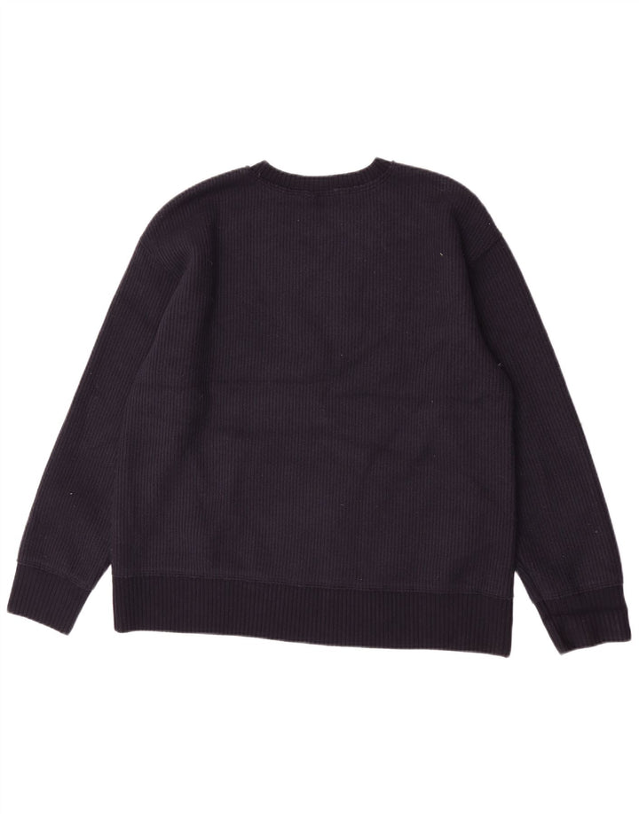 Zara Dame sweater med rund hals, UK 14 Medium Navy Blue Viscose