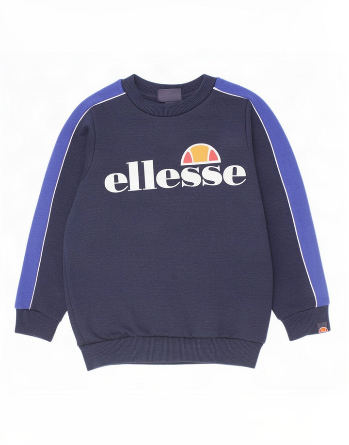 Ellesse Boys Grafisk Sweatshirt Jumper 5-6 år Navy Blue Colourblock