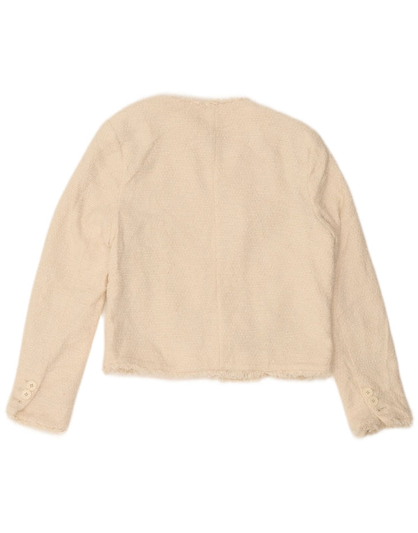 Marks & Spencer Womens Open Blazer Jacket UK 12 Medium  Off White Cotton