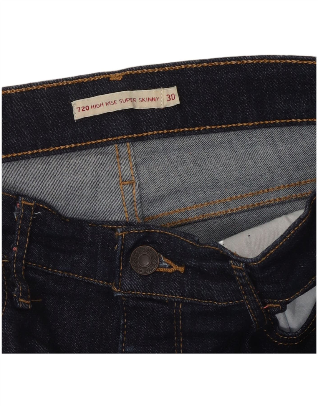 LEVI'S Dame 720 Højtaljede Super Skinny Jeans W30 L29 Marineblå