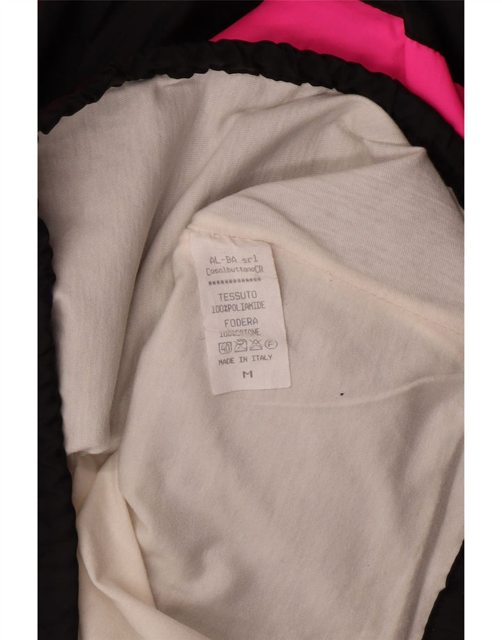 VINTAGE Herre Hættejakke Anorak UK 38 Medium Sort Colourblock Polyamid