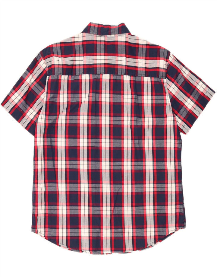 ECKO UNLTD Mens Short Sleeve Shirt Medium Navy Blue Check Cotton