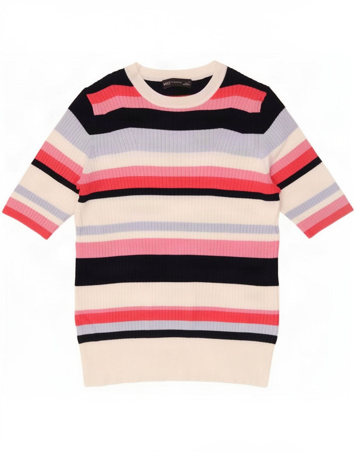Marks & Spencer T-shirt top til kvinder UK 14 Medium Flerfarvet stribet