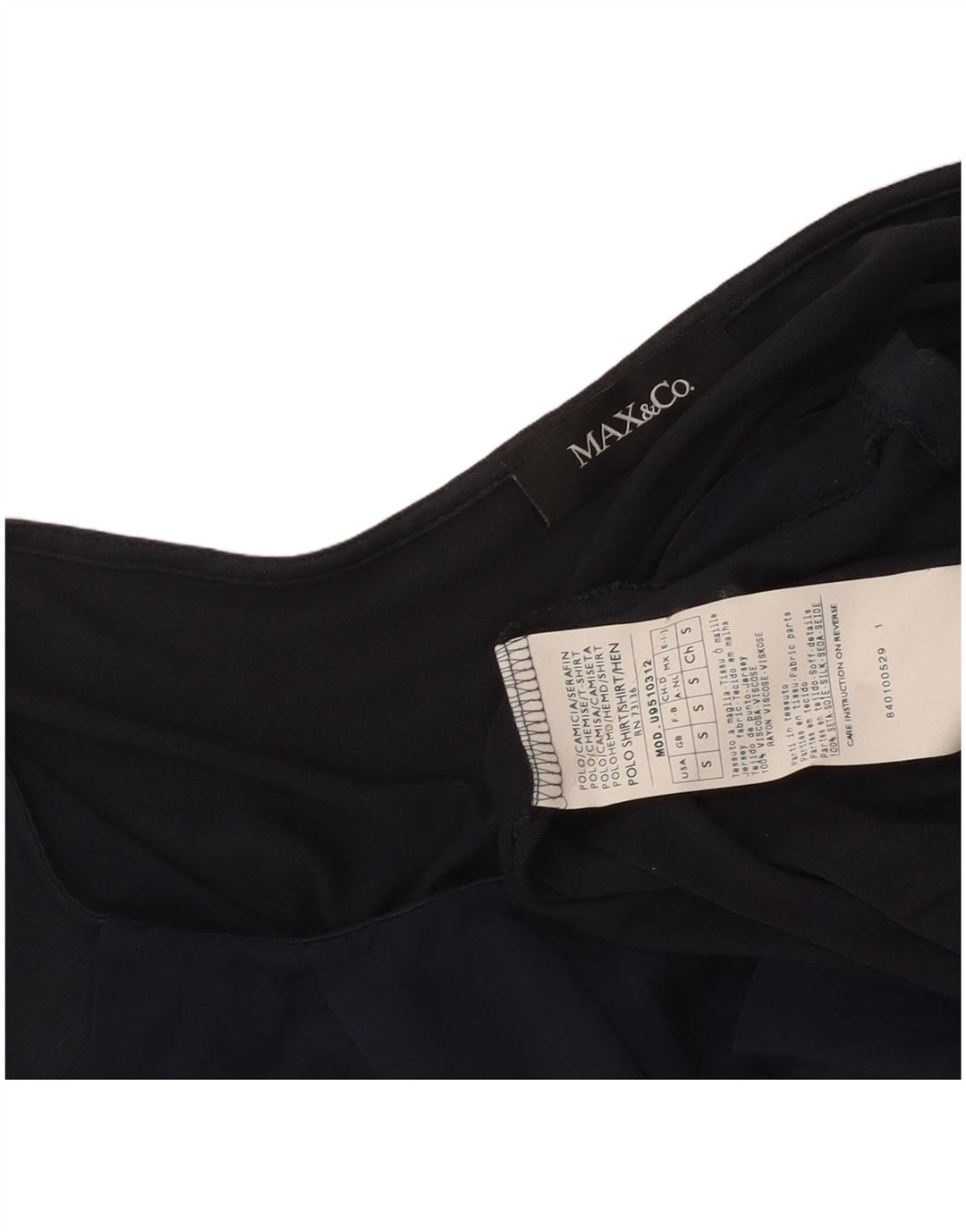 Max & Co. Damebluse Top UK 8 Small Navy Blue Viscose