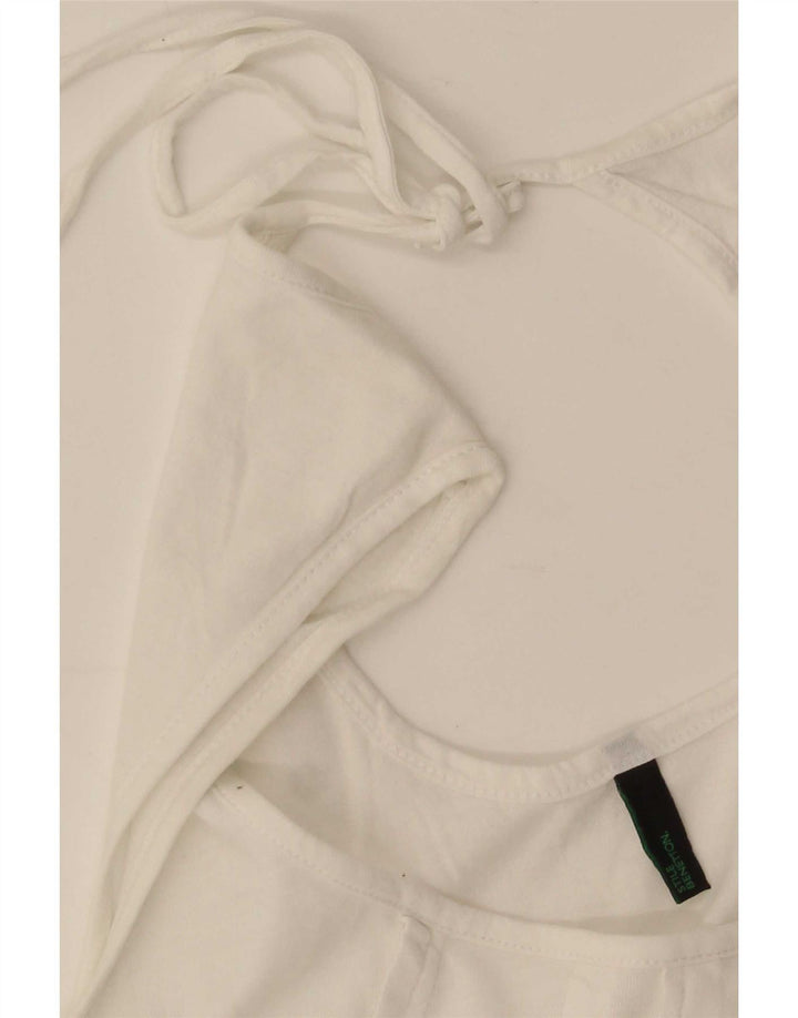 Benetton Dame ærmeløs bluse Top UK 12 Medium White