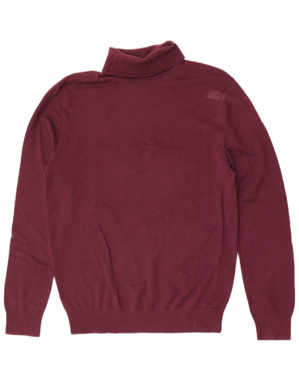 Reiss Dame Roll Neck Jumper Sweater UK 14 Large Burgundy Wool