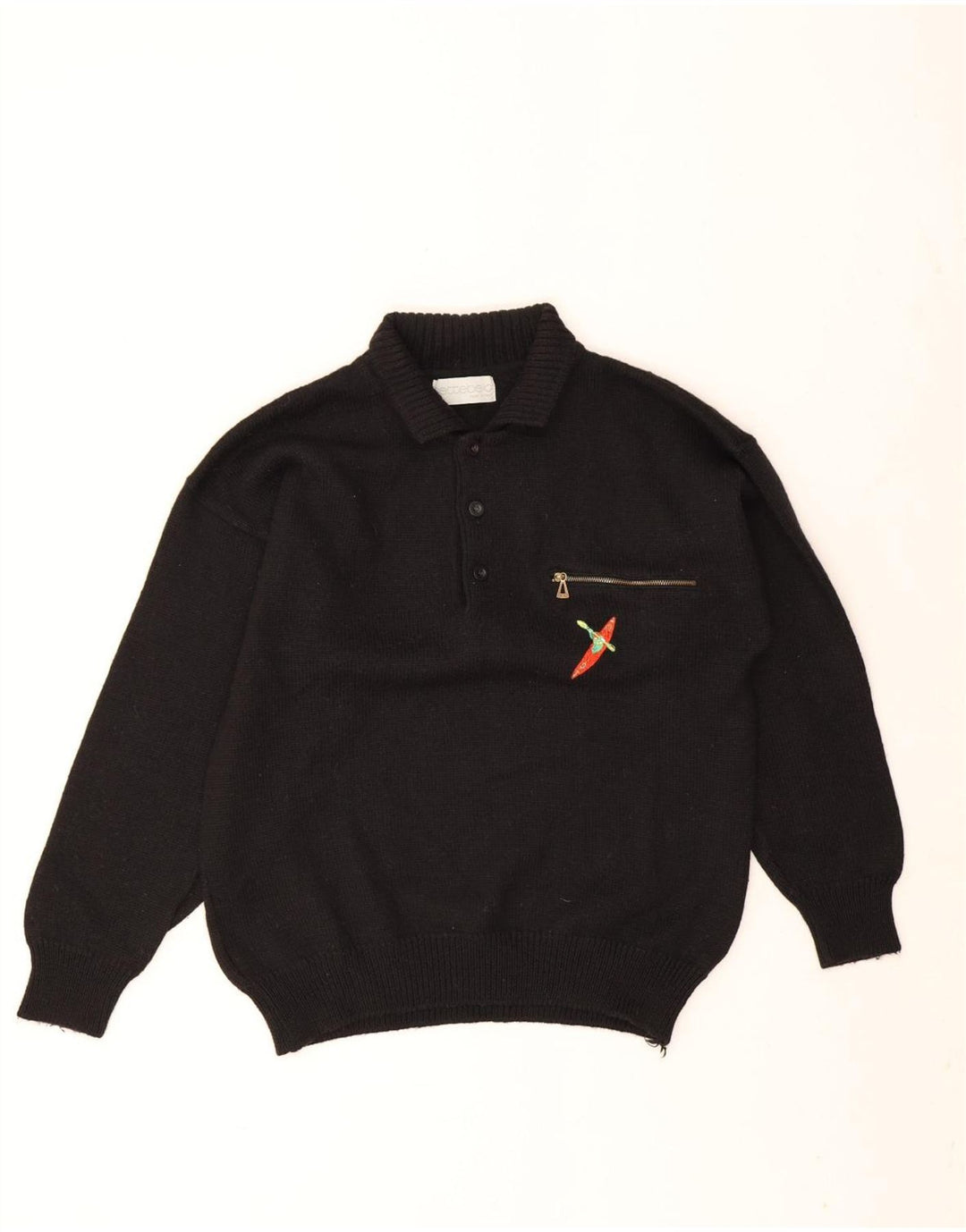 Settebello Herre Polo Neck Jumper Sweater Stor Sort Uld