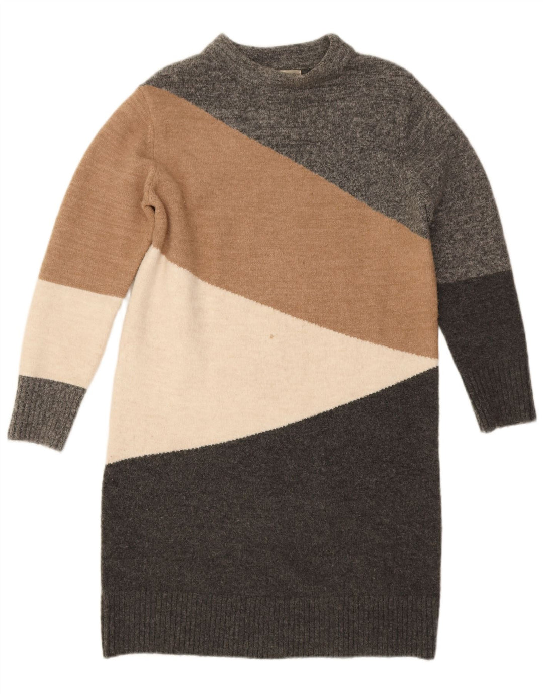Monsoon Dame Jumper Dress UK 14 Medium Grey Colourblock Acryl