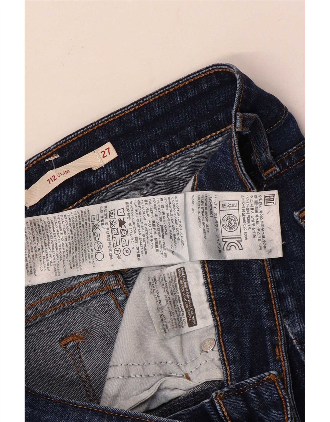 Levi's Dame 712 Slim Jeans W27 L27 Blå Bomuld