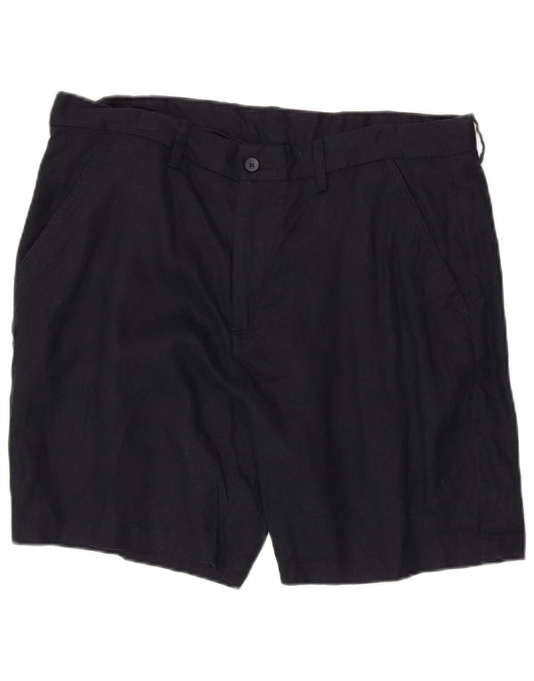 Zara Herre Chino Shorts XL W34 Navy Blue Linen