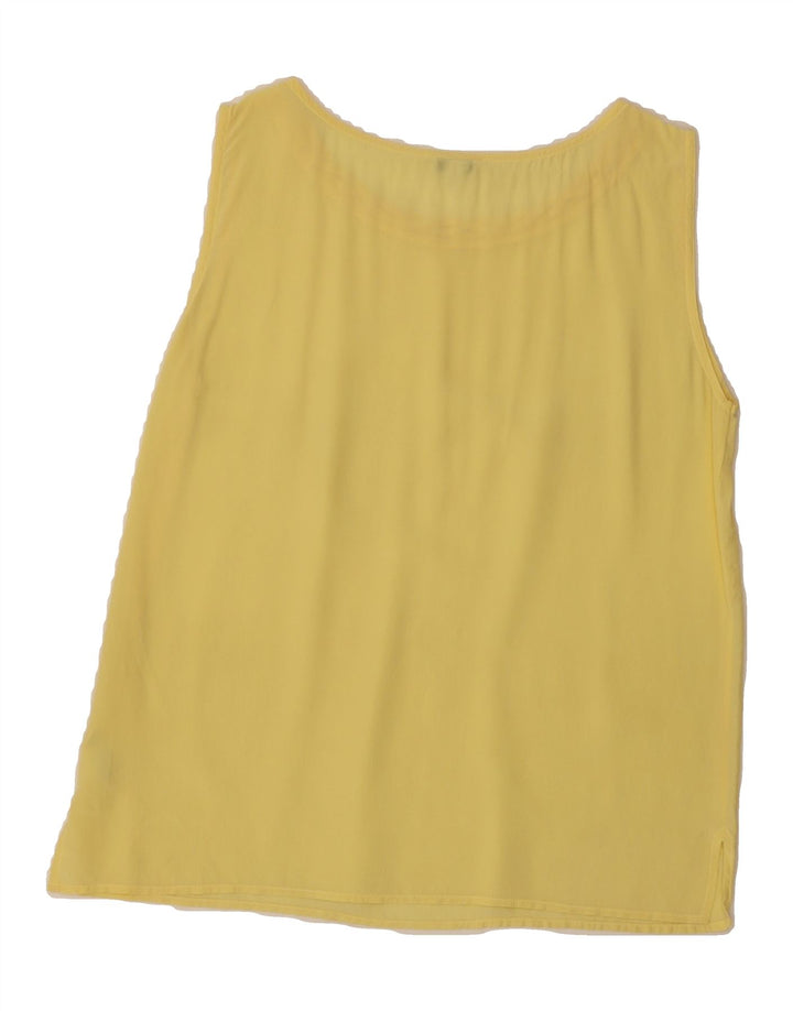 VINTAGE Womens Vest Top UK 12 Medium Yellow Silk Vintage Vintage and Second-Hand Vintage from Messina Hembry 