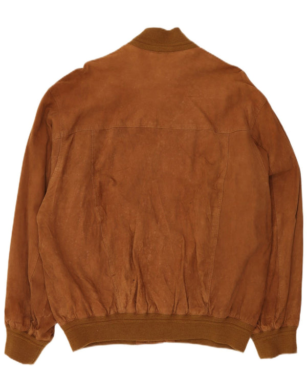 VINTAGE herre ruskind bomberjakke IT 58 4XL brunt læder