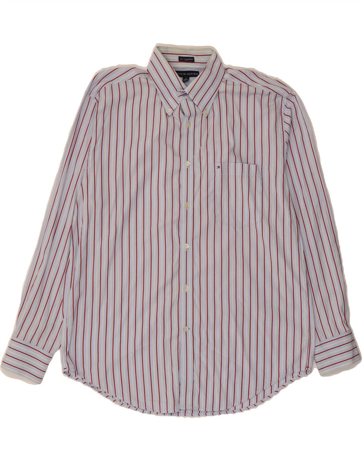 TOMMY HILFIGER Mens Shirt XL Blue Striped Cotton Vintage Tommy Hilfiger and Second-Hand Tommy Hilfiger from Messina Hembry 