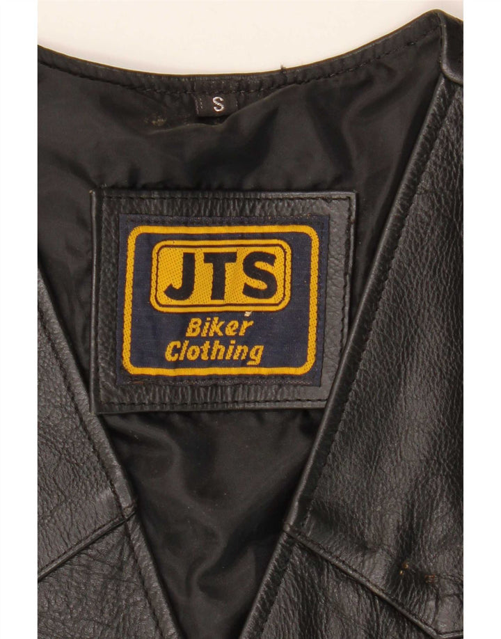 JTS Herre Biker Læder vest lille sort