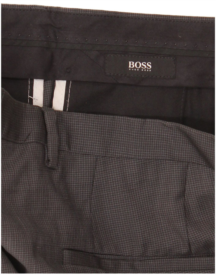 Hugo Boss Lige jakkesæt til mænd IT 48 Medium W34 L30 Grå Gingham