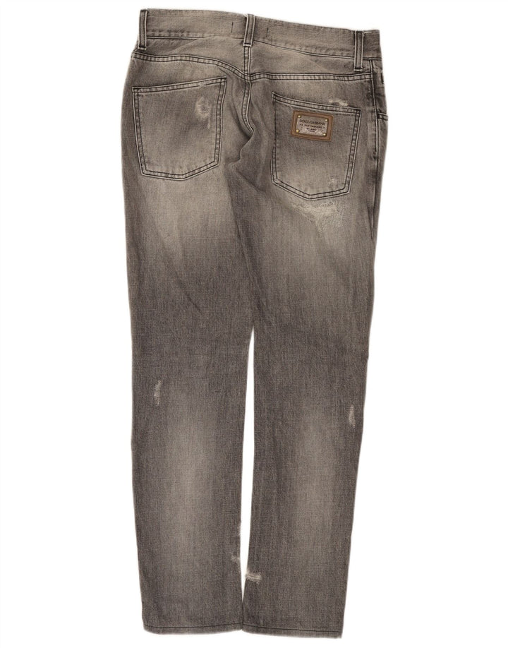 Dolce & Gabbana Dame Distressed Slim Jeans IT 44 Medium W30 L31 Grå