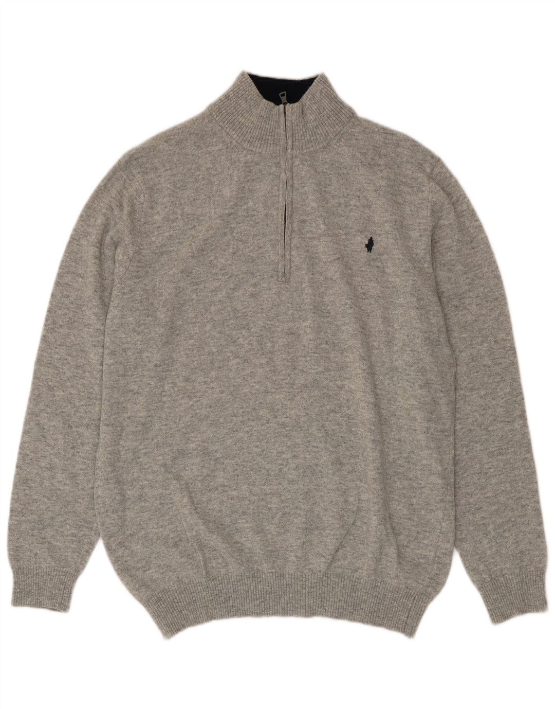 MARLBORO CLASSICS Herre Zip Neck Jumper Sweater 2XL Grå Uld