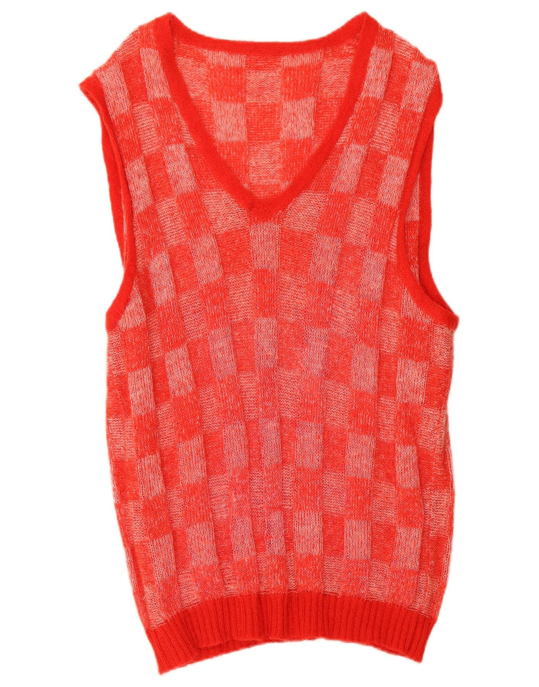 Vintage Dame Longline Vest Tank Top UK 14 Medium Rød Geometrisk