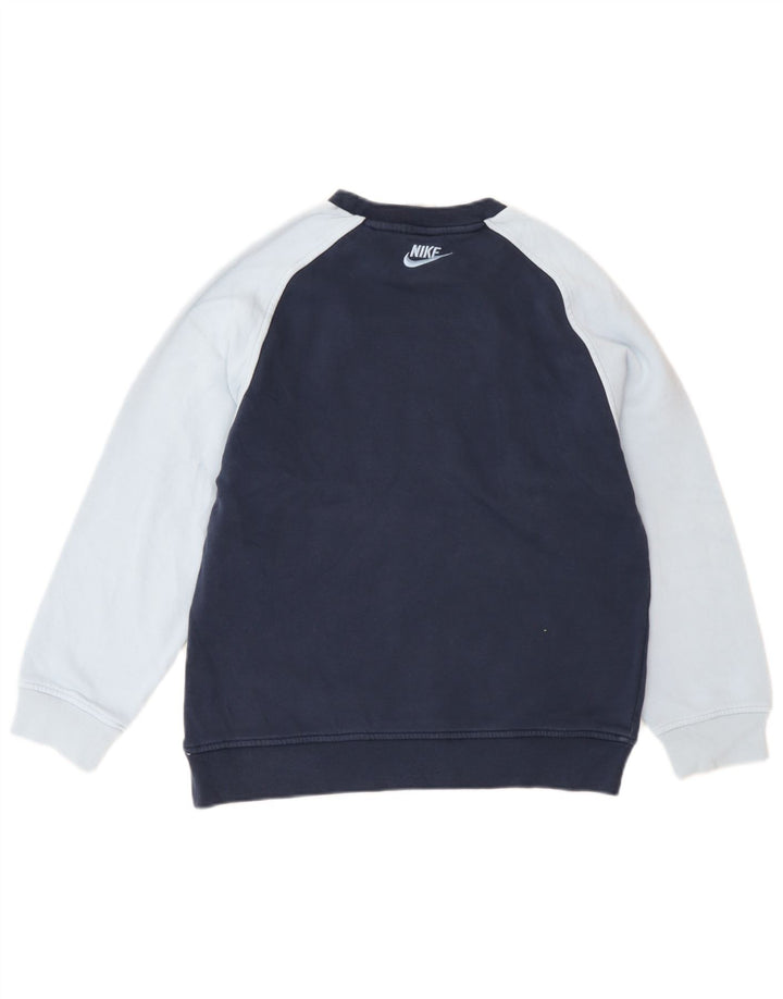 Nike Boys Sweatshirt Jumper 10-11 år Medium Navy Blue Colourblock
