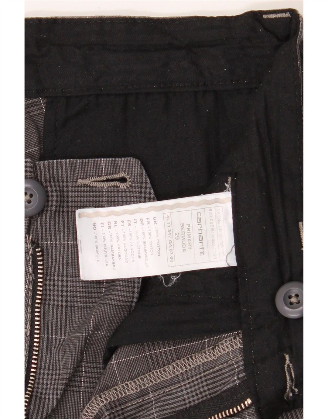 CARHARTT Mens Chino Shorts W29 Small  Grey Check Cotton Vintage Carhartt and Second-Hand Carhartt from Messina Hembry 