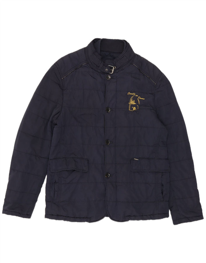 Zara Polstret Herrejakke UK 38 Medium Navy Blue Polyester
