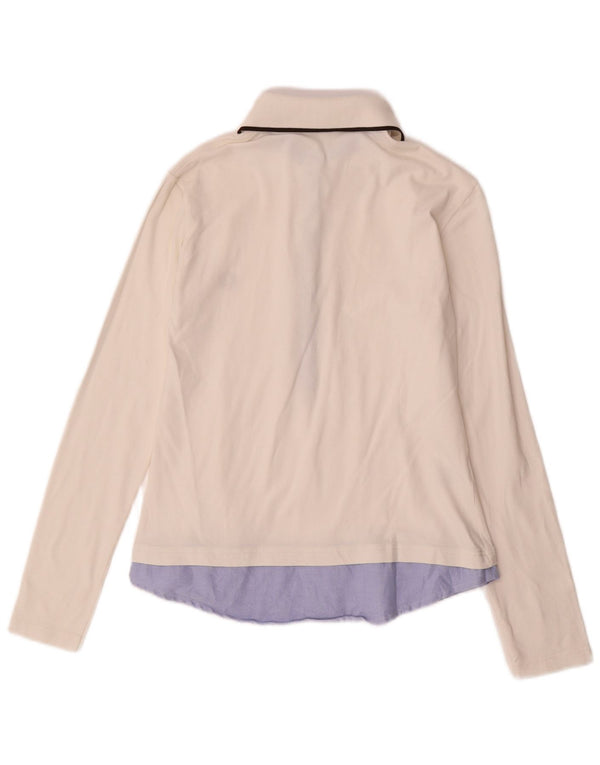 Fred Perry langærmet polotrøje til kvinder UK 12 Medium White Colourblock