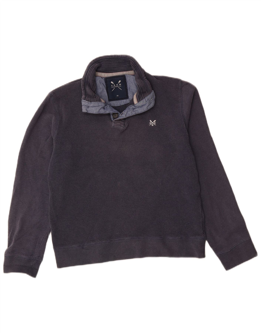 Besætningstøj Herre Button Neck Sweatshirt Jumper Medium Navyblå Bomuld