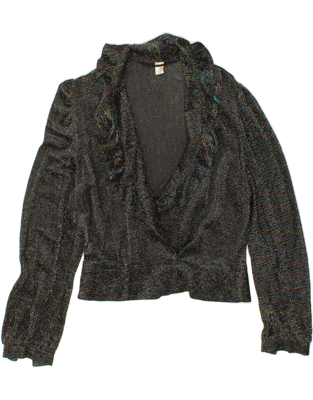 VINTAGE Womens Crop Shirt Blouse EU 40 Medium Black Polyester Vintage Vintage and Second-Hand Vintage from Messina Hembry 