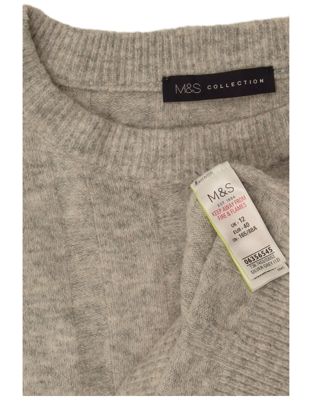 Marks & Spencer Dame sweater med rund hals DK 12 Medium Grey Flecked