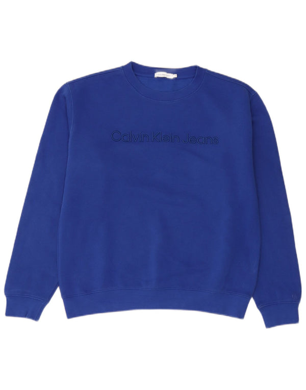 Calvin Klein Jeans Drenge Grafisk Sweatshirt Jumper 15-16 år Blå Bomuld