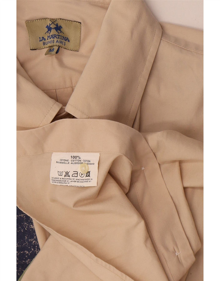 La Martina Herre grafisk skjorte Medium Beige Bomuld