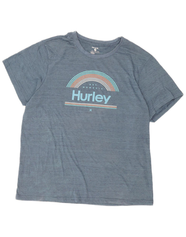 Hurley Herre Grafisk T-Shirt Top XL Blå Polyester