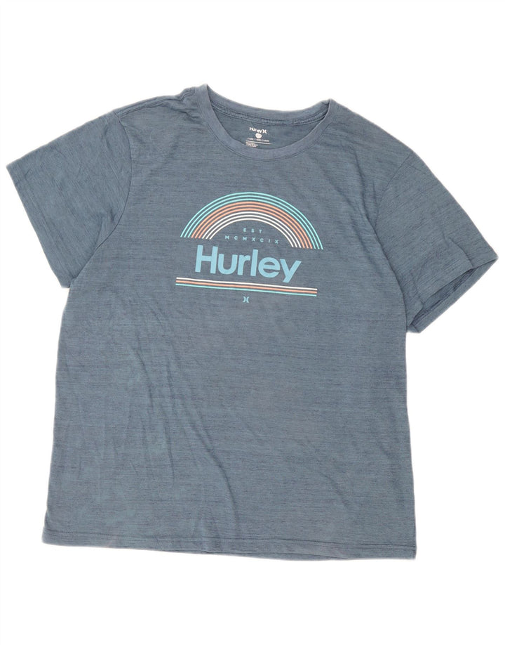 Hurley Herre Grafisk T-Shirt Top XL Blå Polyester