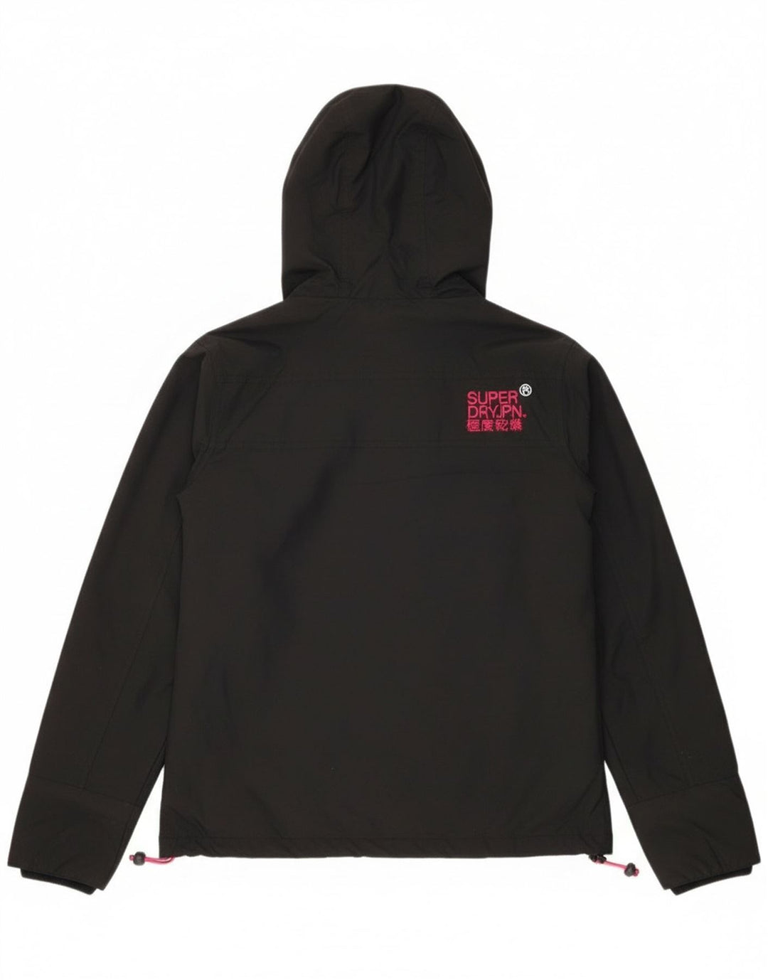 Superdry Windcheater Regnjakke med hætte til kvinder UK 10 Lille sort nylon