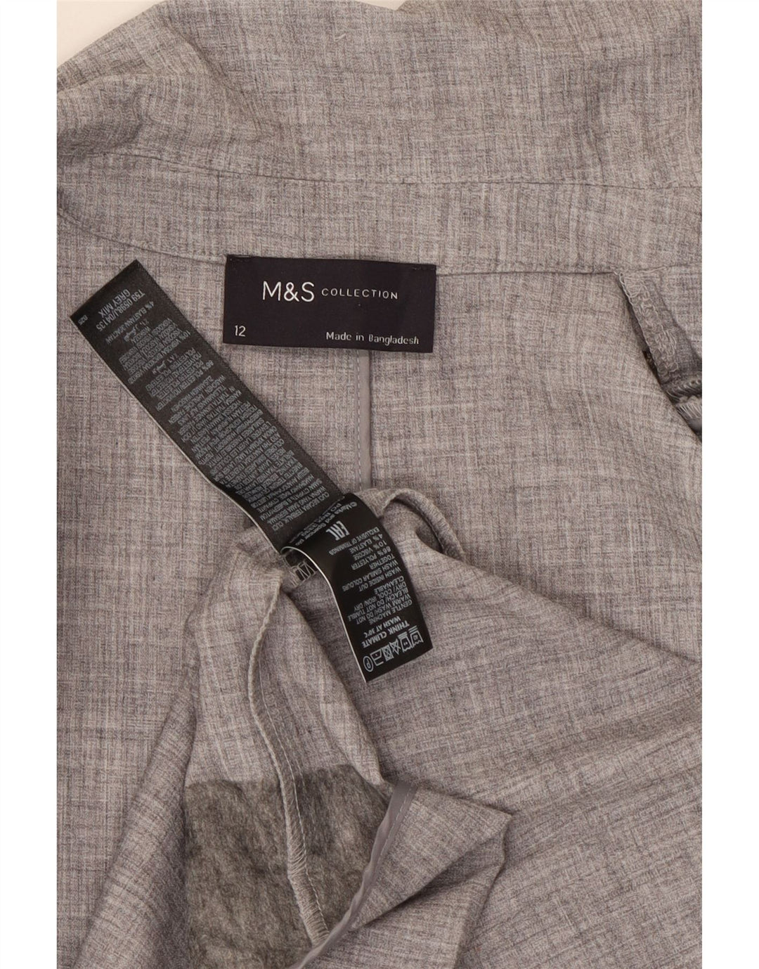 Marks & Spencer Dame 3/4 ærmet åben blazerjakke UK 12 mellemgrå