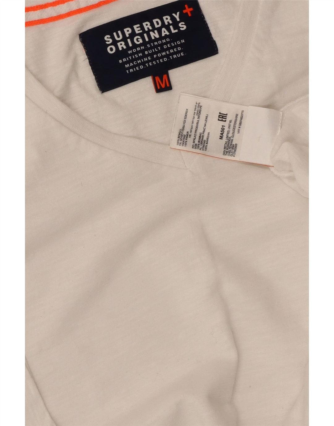 SUPERDRY Herre T-Shirt Top Medium Hvid Bomuld