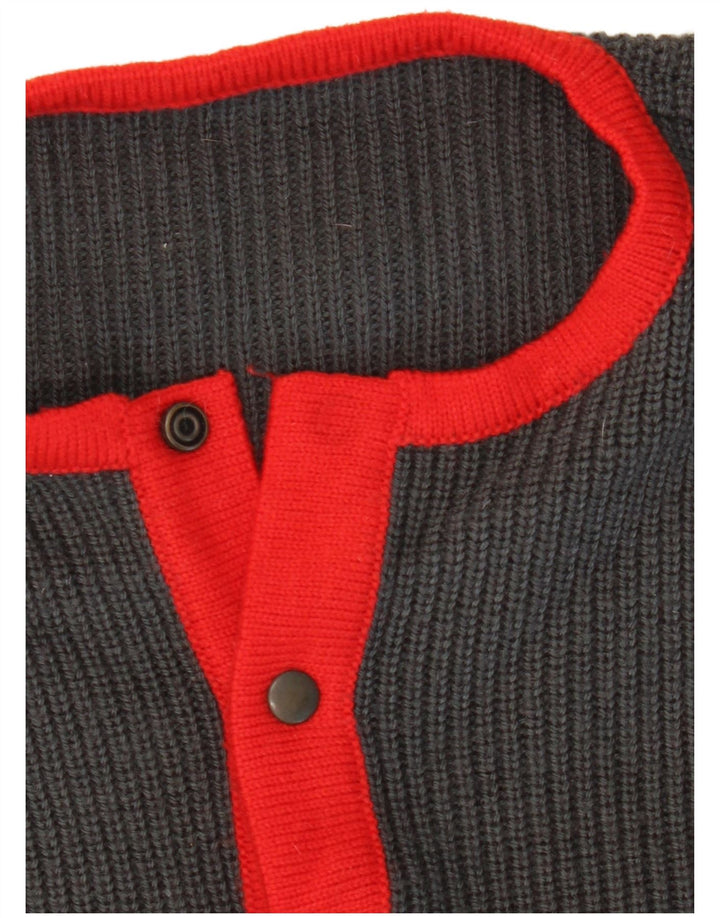 VINTAGE Herre sweater med rund hals, mellemgrå farveblok