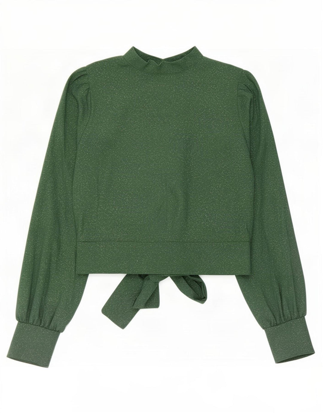 Vintage Womens Crop Shirt Bluse UK 10 Small Green Polyester