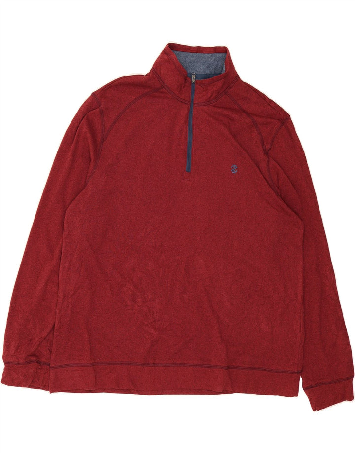 IZOD Mens Relaxed Classics Zip Neck Sweatshirt Jumper Large Maroon Cotton Vintage Izod and Second-Hand Izod from Messina Hembry 