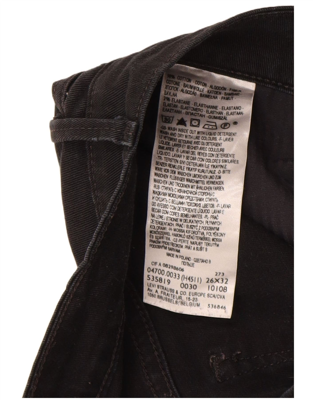 LEVI'S Dame Demi Curve Classic Fit Straight Jeans W26 L32 Sort