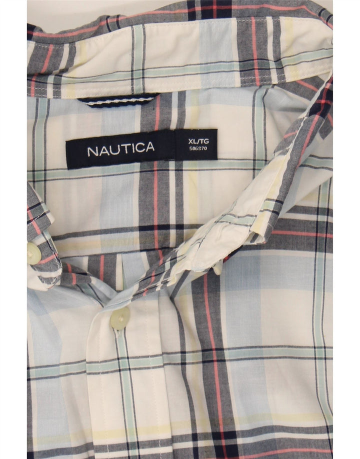 NAUTICA Mens Short Sleeve Shirt XL Blue Check Cotton Vintage Nautica and Second-Hand Nautica from Messina Hembry 