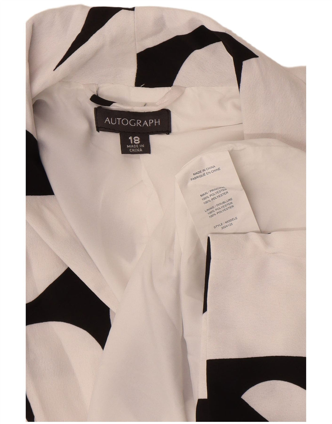 Marks & Spencer Dame Autograph Blazer Jacket UK 18 XL Hvid Geometrisk