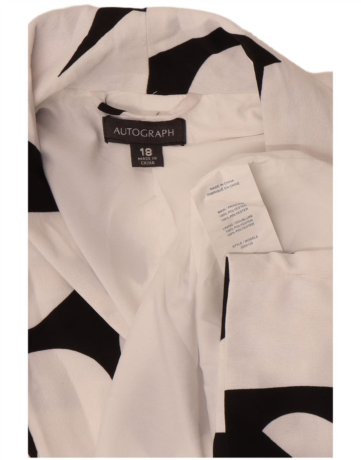 Marks & Spencer Dame Autograph Blazer Jacket UK 18 XL Hvid Geometrisk