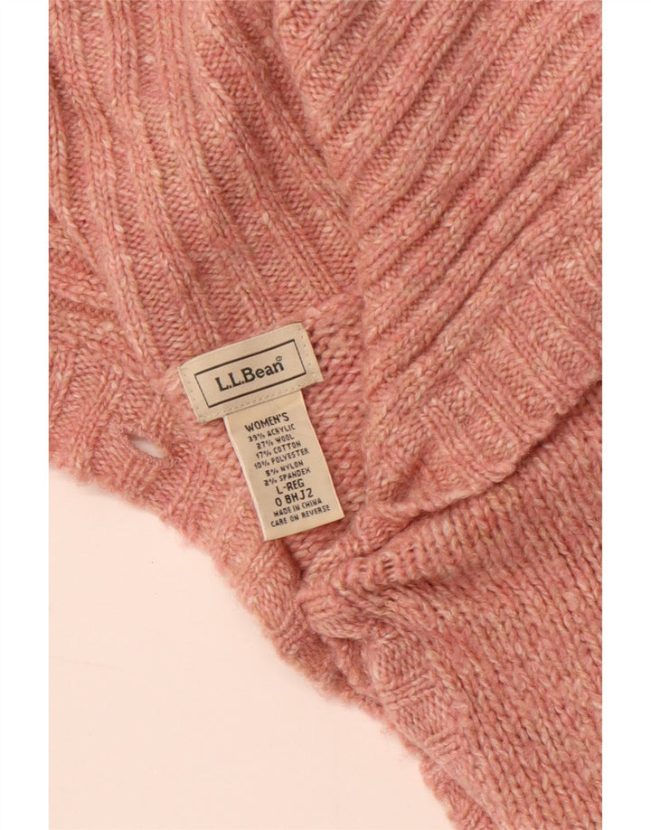 L.L.Bean Dame Cardigan Sweater UK 16 Large Pink Akryl