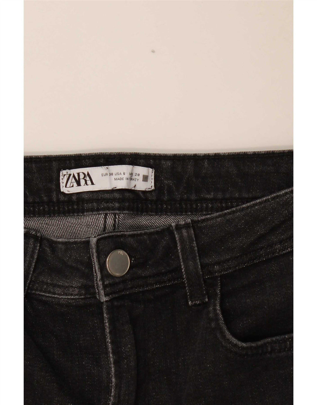 Zara Dame Slim Jeans EU 38 Small W28 L31 Sort